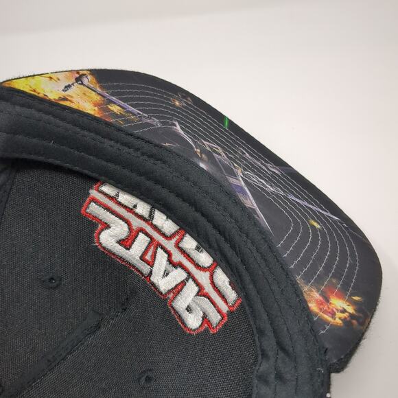 Star Wars Snapback 5 Panel Cap Black One Size Adjustable Embroidered Lined Print - Picture 8 of 10